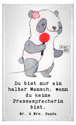 Produktbild von Mr. & Mrs. Panda Handtuch Pressesprecherin Herz - Weiß - Geschenk, gästehandtuch klein, Baumwollhandtuch, 30x50, Kleines, Frotteetuch