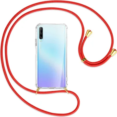 Produktbild von Handykette Backcover-Schutzhülle mit Band (Metall goldfarben) für Huawei P Smart Pro 2019 - rot