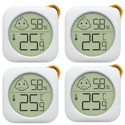 Produktbild von 4PCS Luftfeuchtigkeitsmesser Thermometer Innen,Mini LCD Digital Hygrometer Temperatur Messgerät,für Wohnzimmer Schlafzimmer Büro Kinderzimmer usw
