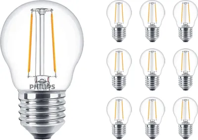 Produktbild von Mehrfachpackung 10x Philips Corepro LED Lustre E27 Kugel Fadenlampe Klar 2W 250lm - 827 Extra Warmweiß | Ersatz für 25W