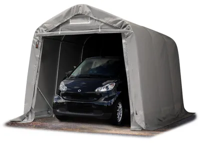 Produktbild von Garagenzelt Lagerzelt 2,4x3,6 m in grau, Stahlrohrkonstruktion mit PVC 800 N Plane, für Betonuntergrund