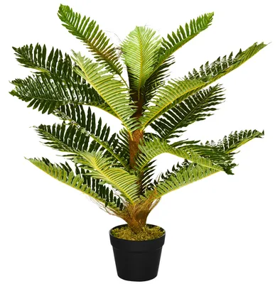 Immagine prodotto di Pianta Artificiale di Palma con 18 Foglie Altezza 85 cm Vaso Incluso Verde