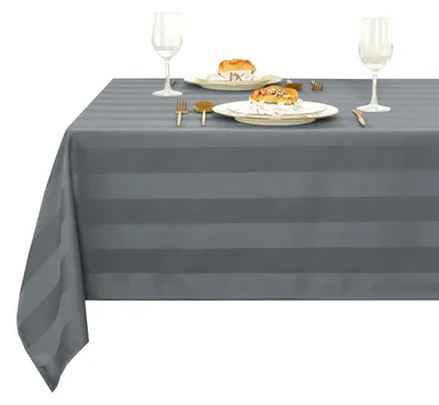Immagine prodotto di Tovaglia a righe, lavabile, idrorepellente, grigia, 140 x 280 cm