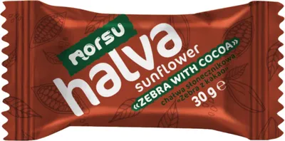 Zdjęcie produktu dla NORSU Chałwa Słonecznikowa Zebra z Kakao Pyszna Chałwa w Formie Batona