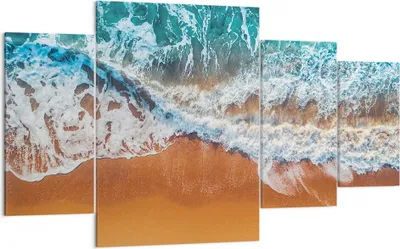 Produktbild von Bild auf Leinwand - Leinwandbild - 4 Teile - Sand Wasser Strand - 160x90cm - Wand Bild - Wanddeko - Wandbilder - Leinwanddruck - Bilder - Wanddekoration - Leinwand bilder - Wandbild - DL160x90-5021