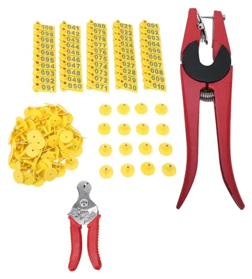 Image de Étiquettes d'oreille en plastique pour le bétail, système d'identification pour animaux, avec pince d'application, pince de retrait pour bovins et ovins