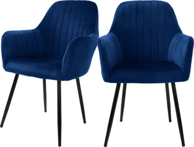 Obrázek produktu pro ML-Design B-goods sada 2 jídelních židlí s opěradlem, modrá, ze sametu