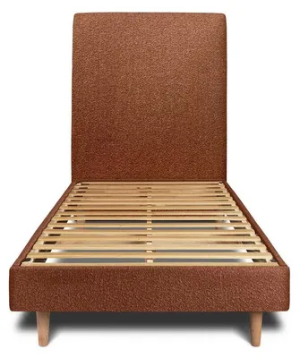 Produktbild von Bett mit gepolstertem Kopfteil – Bouclé-Stoff - 90x200 cm