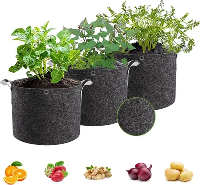 Produktbild von 3 Gallonen Pflanztasche mit Griffen，3 Stück Pflanze Wachsende Tasche Kartoffelsack Pflanzbeutel für Gemüse, Blumen, Früchte
