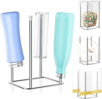 Obrázek produktu pro Kompaktní nerezový držák na láhve, stříbrný, do kuchyně a na kojenecké láhve