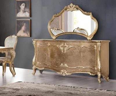 Produktbild von Set Kommode Mit Spiegel Garnitur Kommoden Holz Gruppe Sideboard Möbel Barock