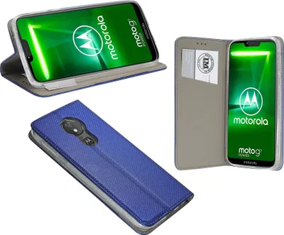 Obrázok produktu pre cofi1453® Elegantné knižkové puzdro Smart Magnet kompatibilné s MOTOROLA MOTO G7 POWER Leather Optic Wallet Book-Style Cover Shell v modrej farbe