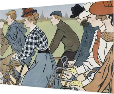 Produktbild von Wandtapete - Dekorative Tapete für Wohnzimmer - Tapetenfolie für Wanddekoration - 208x146 cm - Vintage-Radfahrer