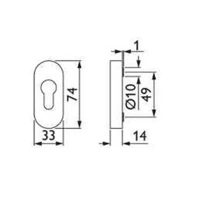 Produktbild von 2085 Hermat Feuerschutz-Schlüsselrosette oval PZ Edelstahl matt