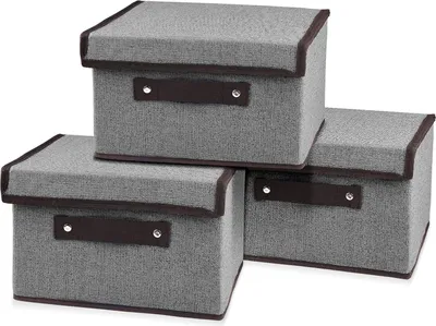 Produktbild von Faltbare Aufbewahrungsboxen Set von 3 mit Deckel - 25x19x16 cm Grau