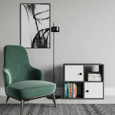 Image de Decorotika Tuttle Bibliothèque pratique avec 4 étagères | Anthracite et blanc