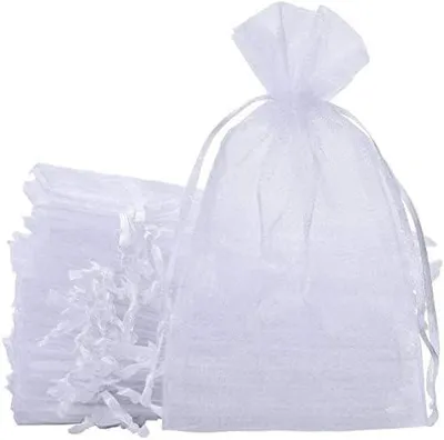 Produktbild von 50 Stück Organzabeutel für Schmuck, 20 x 30 cm, weiße Geschenktüten für Hochzeiten und Partys