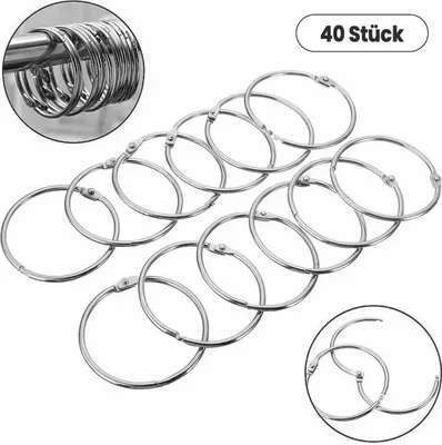 Produktbild von 40 Stück Duschvorhang haken, Duschring Set, 50 mm Metall offen Duschvorhangringe, rostfrei, leicht gleitend für Bad & Dusche