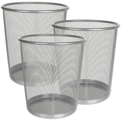 Image de Ensemble de 3 poubelles en métal, paniers à papier de haute qualité pour le bureau et la maison