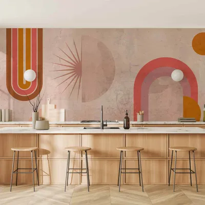 Produktbild von Vlies Fototapete - Pink Arcs 200x140 cm Abstrakt a-A-0838-a-a