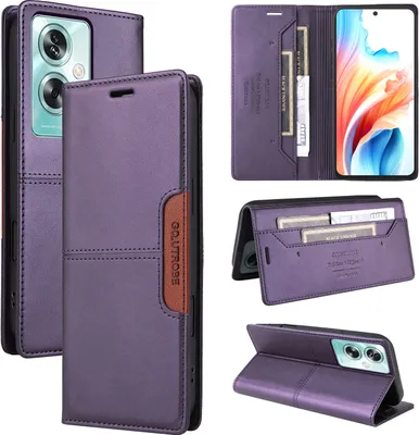 Immagine prodotto di Custodia per Oppo A79 5G, custodia in pelle flip wallet con slot per carte e supporto Purple