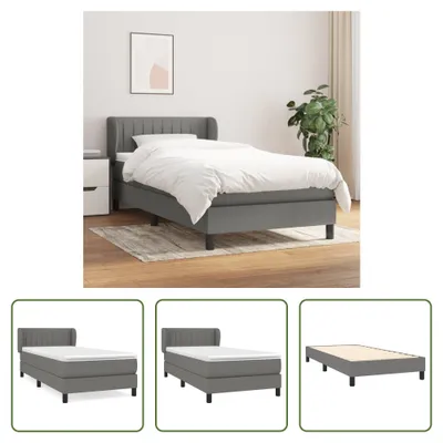 Produktbild von The Living Store Boxspringbett mit Matratze Dunkelgrau 90x190 cm Stoff