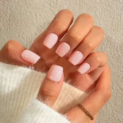 Produktbild von Press on Nails Kurz mit Kleber, Sheer Nude, Eckig, Künstliche Nägel Set, 24 Stück