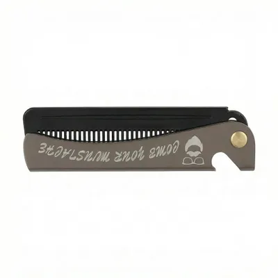 Image de Peigne pliant en métal pour barbe et cheveux avec décapsuleur pour homme