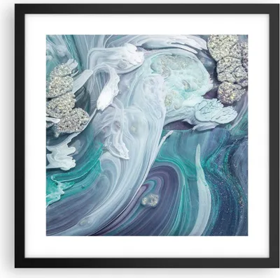 Produktbild von Gerahmtes Poster - Schwarzer Rahmen - Abstraktion dreidimensional blau - 40x40 cm - Wand Bild - Wanddeko - Wandbilder - Kunstposter - Wandposter - Bilderrahmen - Bilder - Kunstdruck - P2BAC40x40-4726