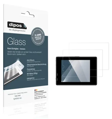 Produktbild von 2x Schutzfolie für SIJCAM SJ4000 Air - Anti-Shock 9H Folie dipos Glass Kunststoffglas