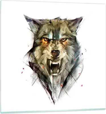 Produktbild von Bilder auf glas - Wolf Tier Wald - 30x30cm - Glasbilder - Wandbilder - Kunstdruck - zum Aufhängen bereit - Wanddekoration aus Glas - Glas Bilder - Wandbild auf Glas - Einteilig - GAC30x30-4070