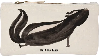 Produktbild von Mr. & Mrs. Panda Waschtasche Stinktier Yoga Größe S Klein - Weiß - Geschenk, pencil case, Namaste, Skunk, Liebe, Kulturbeutel, Lache, Federtasche, kosmetiktäschchen