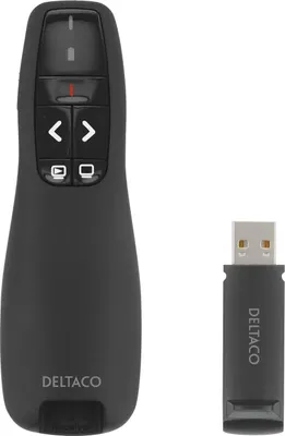 Image de DELTACO Wireless Presenter avec pointeur laser, jusqu'à 15m, noir