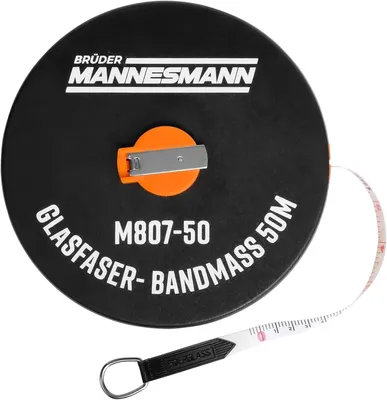Produktbild von Brüder Mannesmann Fiberglas-Bandmaß 50 m, mit Kurbelrückzug, wetterfestem ABS-Ge