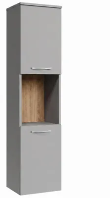 Produktbild von Badplaats Badezimmerschrank Montreal 30 x 30 x 131 cm Grau Matt - Hoch Badschrank Mit 2 Türen