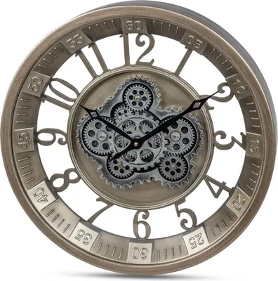 Produktbild von formano Große Moderne Wanduhr mit Beweglichen Zahnrädern 46 cm Metall Clock