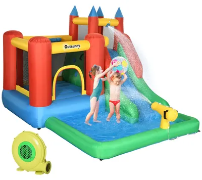 Image de Château gonflable pour enfants, matériau résistant, motif amusant, 330 x 245 x 215 cm, multicolore