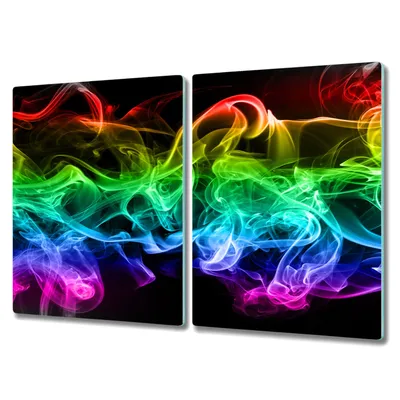 Produktbild von Coloray Herdabdeckplatte 2x40x52 cm Schneidebrett Kochplattenabdeckung Küchenbrett Hackbrett - farbiger Rauch