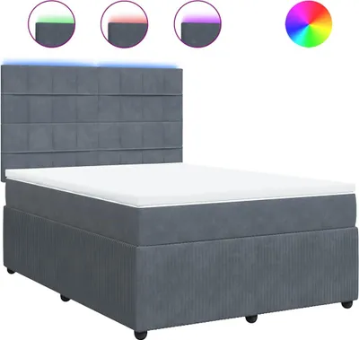 Produktbild von vidaXL Boxspringbett mit Matratze Dunkelgrau 140x190 cm Samt