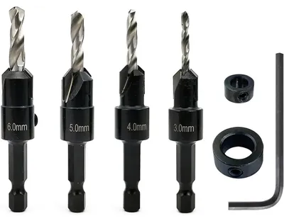 Productafbeelding van Holzboorset met pilootboor, 4 stuks, Ø 3-6 mm, 1/4" snelwisselhouder, hardmetaal