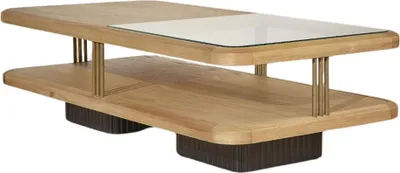Produktbild von Rechteckiger Couchtisch aus Eiche und Glas