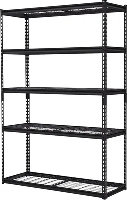 Produktbild von 5-stufiges Metall Lagerregal - Schwerlast Garagenregal 122x46x180 cm - Verstellbare Böden - Schwarz - Werkstatt & Keller Regal