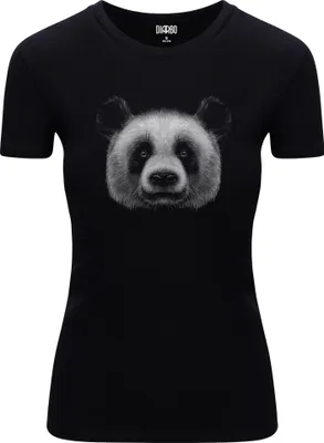 Produktbild von Diarbo Damen T-Shirt mit Aufdruck Wildtierporträts Pandakopf Schwarz Gr.XL