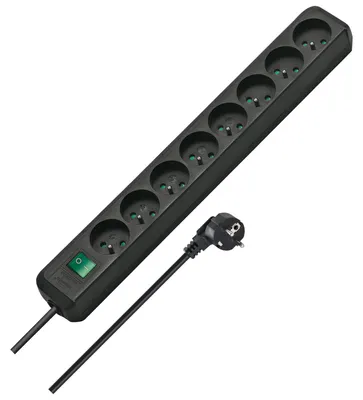 Imagen del producto de Listón De Conexión, Extensor Con 8 Enchufes, Cable De 3 Metros, Color Negro, Marca Ecoline, Fabricante Brennenstuhl