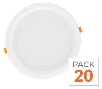 Produktbild von 20er-Pack – Flacher, wasserdichter LED-Einbaustrahler 20 W, WEISS, mit integriertem Transformator – Warmweiß 2300 K – 3500 K