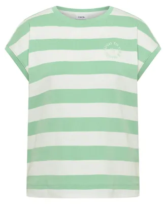Produktbild von CECIL T-Shirt mit Streifen und Printdetail Damen juicy lime – Streifen
