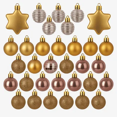 Produktbild von 132 Weihnachtskugeln Gold Rosa Christbaumkugeln Christbaumschmuck Baumschmuck