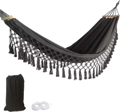Zdjęcie produktu dla Hamak Fioren - Hamak zewnętrzny Deluxe - Szary - Camping & Garden - Pojedynczy hamak płócienny