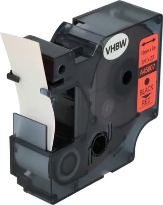 Produktbild von vhbw Schriftband-Kassette Ersatz für Dymo 45807, D1 für Etiketten-Drucker 7m x 19mm Schwarz auf Rot