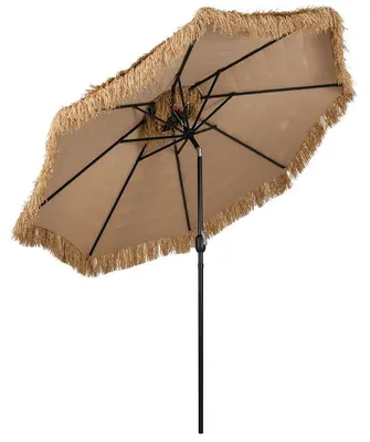 Image de Parasol en paille, 299 cm, inclinable, couleur naturelle/noir